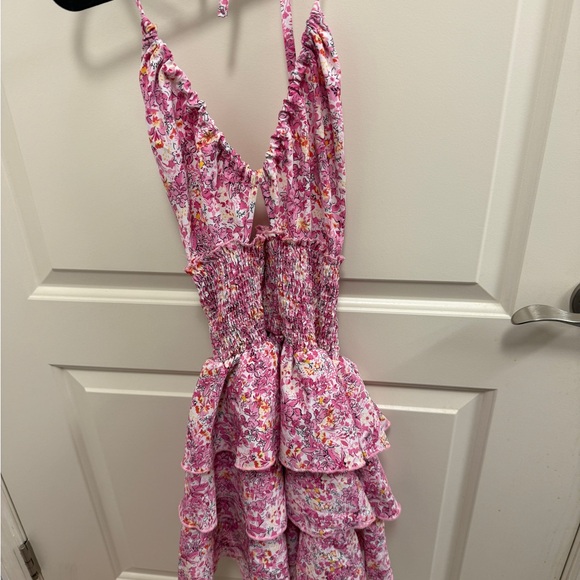 Pink Floral Ruffle Dress - Picture 2 of 3